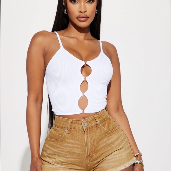 Fashion Nova Tops - Fashion Nova white cutout tank